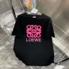2024 LW Spring/Summer Women's New Handduksbrev broderi mönster t-shirt svart vit rosa sml