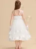 Girl Dresses Wedding Party DressesFlower A-line Square Tea-Length Satin/Tulle Flower Dress Birthday Fairy