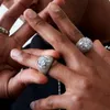 Xingguang grande diamante banhado a ouro sólido moissanite d cor vvs clareza puro sier anel masculino para hip hop fashi