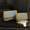 Tasarımcı Denim omuz çantaları Crossbody Cüzdan Lüks Zincir Tasarımcı Debriyaj Lady Bags Messenger Zarf Flep 240215