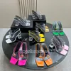 Enkelbandje stiletto Sandalen zijde smalband Vierkante neus 105 mm hak Gladiator leren buitenzool pumps Luxe damesontwerpers Avondschoenen met hoge hakken Met doos