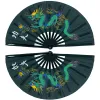 Arts Bamboo Right Left Hands Fan Tai Chi Performance Fan Martial Arts Kung Fu Fans Cosplay Fan Black Cover China Many Pattern