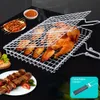 Product Outdoor 304 Stainless Steel Folding Grill Net Clip Square Detachable Bold basket 240223