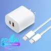 Chargeur USB C PD 18W 2,4 a, Charge rapide, adaptateur mural pour téléphone portable, prise ue/US, pour Samsung S24 Xiaomi Huawei