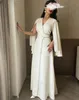 Eleganckie formalne okazję sukienki wieczorowe cekiny koraliki PROM CAPE Rękawy podłogowe vestidos de imprezowe suknia 240228