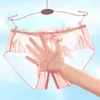 Mutandine da donna Crotchless Biancheria intima sexy esotica Lingerie trasparente Donna per dolce fiocco con cavallo aperto