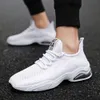 Spring Summer Running Shoes New Lace-up Soft Bottom Comfortable Flying Woven Air Cushion Sports Mens Shoes Breathable SneakersF6 Black white