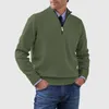 Suéteres masculinos estilo inverno quente plus size suéter de malha com zíper cor sólida pulôver moda gola jumper em 4xl