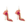 Ny modepersonlighet Temperament Creative Design Cartoon Crystal Shoes Alloy Diamond Inlaid tygörhängen
