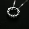 Pendant Necklaces S925 Sterling Silver Round Cz Necklace Korean Simple Crystal Clavicle Chain Female Cute Jewelry