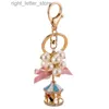 Keychains Keychains Keychains Cute Keychain Pearl String Carousel Key Jewelry Gift Accessories Llaveros Para Mujer Drop Ship Miri22 240303