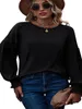 Women's Blouses 2024 Top Autumn/Winter Product Round Neck Folded Lantern Sleeves Long T-shirt