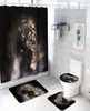 4 pièces ensemble accessoires de salle de bain animaux loup tigre paon Lion rideau de douche ensemble de tapis de bain couverture de toilette ensemble de tapis de bain Curtains3302015