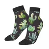 Herrstrumpor Polyester Low Tube Akvarell Kaktusmönster andas Casual Short Sock
