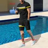 Men's Tracksuits Summer T-shirt Set For Men Solid Color 2 Piece Outfit Of Sportswear Streetwear Short Sleeve Clothing