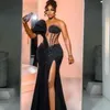 2024ARABIC ASO EBI Black Mermaid Prom Dresses Crystes Crystals Evening Party Second Secime Disparty Condragement Dragement Dragement