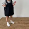 Kleidung Sets Koreanischen Stil Sommer Baby Mädchen Jungen Kleidung Runde Kragen Schwarz Kaffee Blau T-Shirts Beige Dunkle Overalls Kind E254