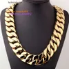 Collana personalizzata da 24 mm Miami Cuban Link Chain in acciaio inossidabile color oro da uomo, gioielli hip-hop rock