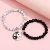 Braccialetti con ciondoli 2 Pz/set Coppia Cavo di Ematite Bracciale a Catena Treccia Cinese Tai Chi Bead Lover Bangle BFF Amicizia Gioielli