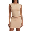 Work Dresses Women S Y2K 2 Piece Outfits Summer Sleeveless Cropped Tank Tops And Mini Bodycon Skirt Set 2024 Trendy Wear