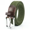 Belts 115CM Men And Women Four Seasons Casual Versatile Canvas Elastic Belt Non Perforated Woven Needle Buckle Black Coffee Green