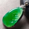 Chiński styl jadeul biżuteria złota naturalne zielone lodowate gatunki jadeite urok wisiorek