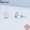 Stud Earrings Bamoer 925 Sterling Silver Sparkling Bezel Setting Zircon For Women Engagement Fine Jewelry Gift