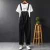 Retro arbetsdräkt Jumpsuit Par Lösta montering raka byxor Stora fick tjocka casual överaller män onepiece hängslen byxor 240228