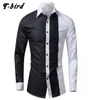 Tbird 2017 marca de moda camisa masculina preto branco vestido camisa manga longa fino ajuste masculino casual masculino camisas havaianas7590703