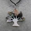 Naszyjniki wisiorek naturalny naszyjnik matki perłowej Abalone Tree of Life Charms skórzany łańcuch Choker żeńskie kobiety biżuteria