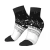 Herrstrumpor Polyester Low Tube Abstract Piano Keys With Musical Notes Breatble Casual Short Sock