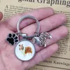 Sleutelhangers Shetland Sheepdog Brussels Griffon Dog Animal Keychain Tijd Gem Pet Lover Sleutelhanger Mannen Man Vrouwen Trendy Schattig Mode Cadeau