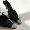 Zapatos de vestir para mujer, Park Caiying's Same Heels, cabeza cuadrada negra, correa recta, Sandalias de tacón alto sexis, verano versátil para mujer