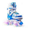 Botas Niños Niñas Patines para niños Zapatos de patinaje sobre ruedas para niños Zapatillas de deporte ajustables deslizantes PU Intermitente 4 ruedas