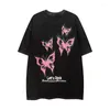 Mens T Shirts 2024 Vintage Tshirt Butterfly Tryckt par T-shirt Hip Hop Streetwear överdimensionerade skjorta Löst män Kvinnor Bomull