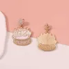 New Diamond Inlaid Light Cake Cute Temperament Fashionable Casual Personality Earrings