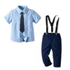 Clothing Sets Kids Baby Boy Gentleman Suits Formal Cotton Long Sleeved Bow Tie Shirt Trousers Suit Clothes Wedding Prty Set