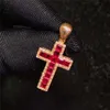 SGARIT Popolare cristianesimo religione croce gioielli pendente in pietra preziosa rossa rubino naturale da 0,92 ct per collana in oro