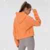 Lu Align Giacca al limone Felpa con cappuccio Cappotto Felpe con cappuccio Nuovo Felpa con cappuccio corta full zip Abbigliamento da yoga da donna Cappotto in cotone Palestra Allenamento Giacca a vento Frangivento Fitness Panno da corsa