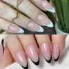 False Nails 96pcs Upgraded French Tips Press On Nail Matte/Glossy Pre-French Black White Smile Guide Pre-applied Fake Extension