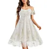 Vestidos casuais floral bordado malha luxo aniversário sexy vestido espaguete cinta mulheres baile de formatura coquetel noite midi vintage