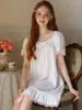 Women's Sleepwear Women French Retro Short Sleeve Sexy Pajamas Night Dress Sweet Girls Summer Cotton Princess Fairy Victorian Nightgowns