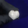 Anello con diamante Moiossanite VVS a forma di cuore in argento sterling ghiacciato dal design alla moda per gioielli hip-hop