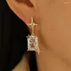 Stud Oorbellen INS Luxe Geometrie Vierkant Ronde Druppel Briljant Voor Bruidsverloving Bruiloft Zirkoon Steentjes Dangle Earring Sieraden