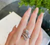 Designer ringer Små doft Rhinestone Ring Pentagram Ring Fashion 925 Silver Pin Ring Luxury Wedding Jewelry Gifts