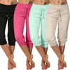 Women's Pants Women Calf-length Casual Slim Tight Version Height Waist With Drawstring Pocket Sweatpants Trousers