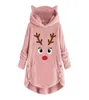 Sweatshirt Christmas Womens Long Sleeve Deer Printed Warm Outwear Fleece Button Deer Ear Winter Plush Hoodies Plus Szie 5X Tops6969893