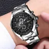 Montres en argent pour hommes Design de mode de luxe Watch en acier inoxydable Quartz pour hommes Gift Montre Homme Relogio Masculino No Box 240227