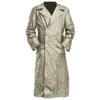 Men's Trench Coats 2024 Autumn/Winter Vintage Leather Fashion Casual Long Windbreaker Coat