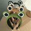 Neue große Augen stricken Frosch Stirnband waschen Make-up Haarband süße Cartoon Scrunchies Herbst Frühling Kopfschmuck Haarschmuck